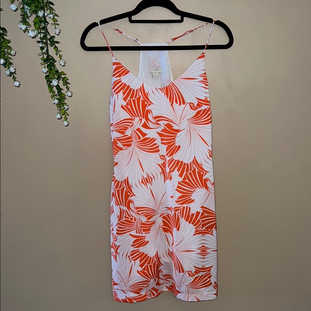 J. Crew Orange and White Floral Mini Dress